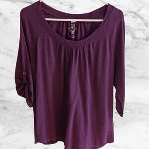 Sonoma Life + Style Womens Purple color 3/4 Sleeve Blouse  Petite XLarge